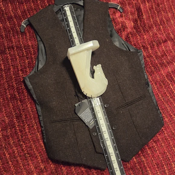 ASOS Harris Tweed Wool Vest 38R Brown Geometric Lining NWT - Picture 12 of 14